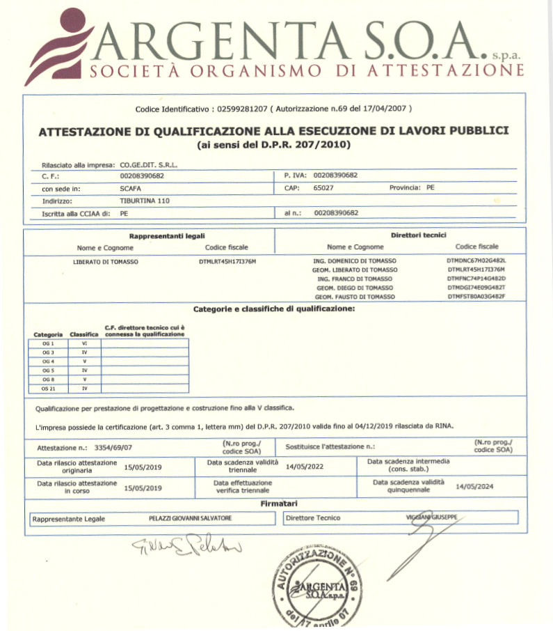 clicca per visualizzare la certificazione
